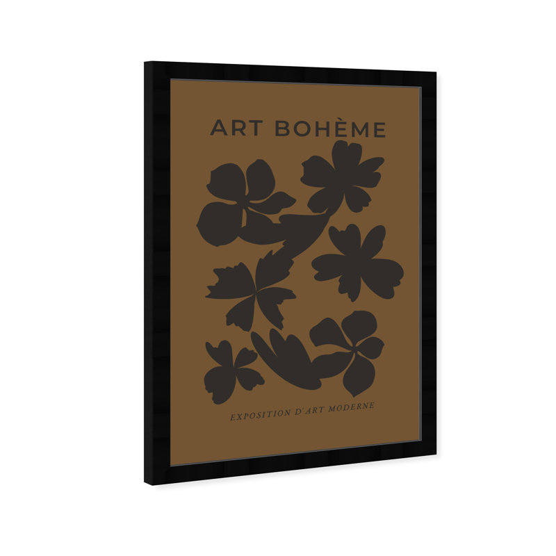 Motif floral noir et brun minimal - cadre photo, impression sur papier, Noir, H 47 po x l 32 po