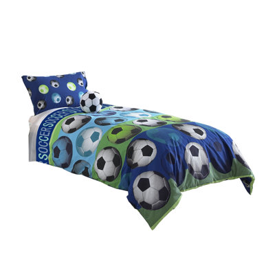 Ensemble d'édredon en microfibre vert / bleu / blanc 4 pièces