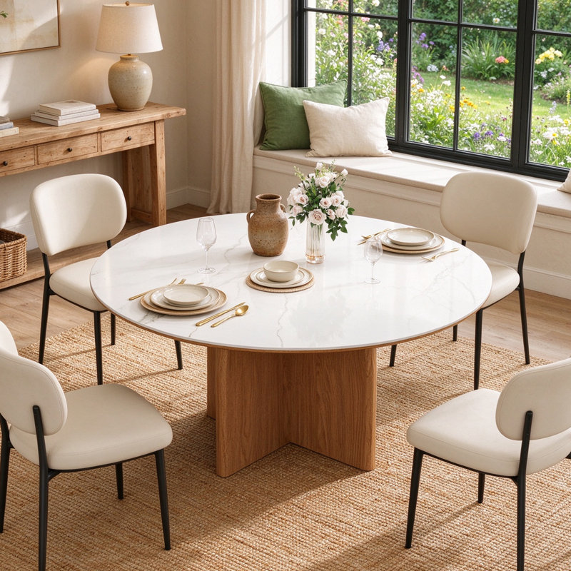 Table de salle à manger Jerhonda, H 30,3 po x L 59 po x l 59 po