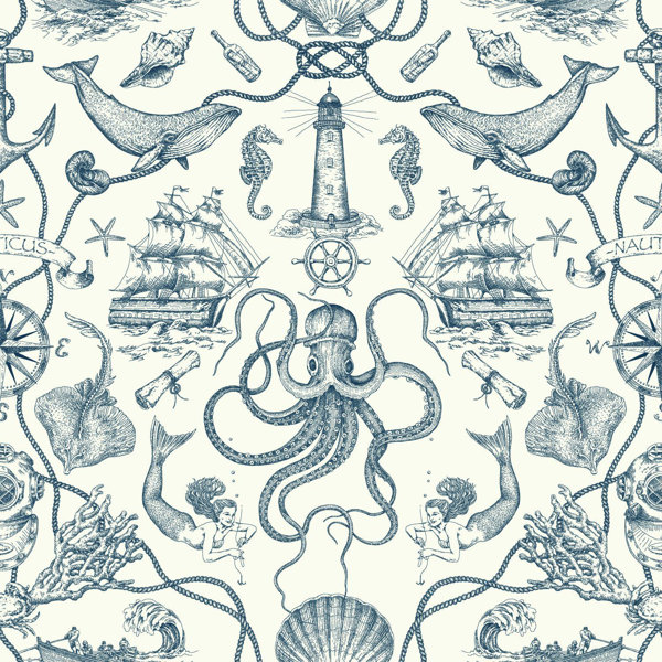 Cotton Batik Swordfish Ocean Animals Fish Aquatic Into The Deep Blue Cotton  Fabric Print by the