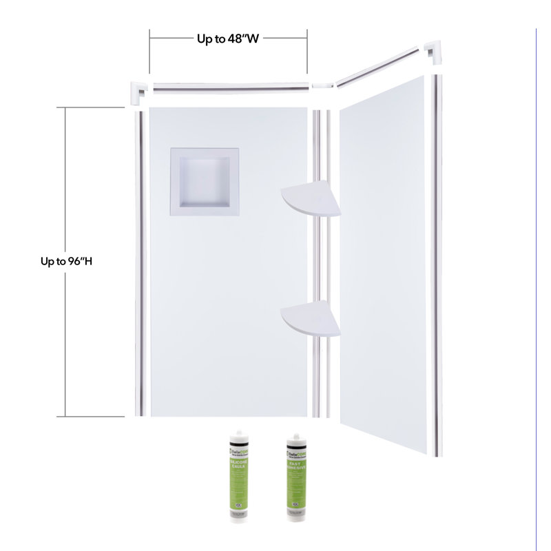 Bordure de baignoire et de douche murale Bella CORE 2 jusqu'à 48 po x l 48 po x H 96 po, Blanc