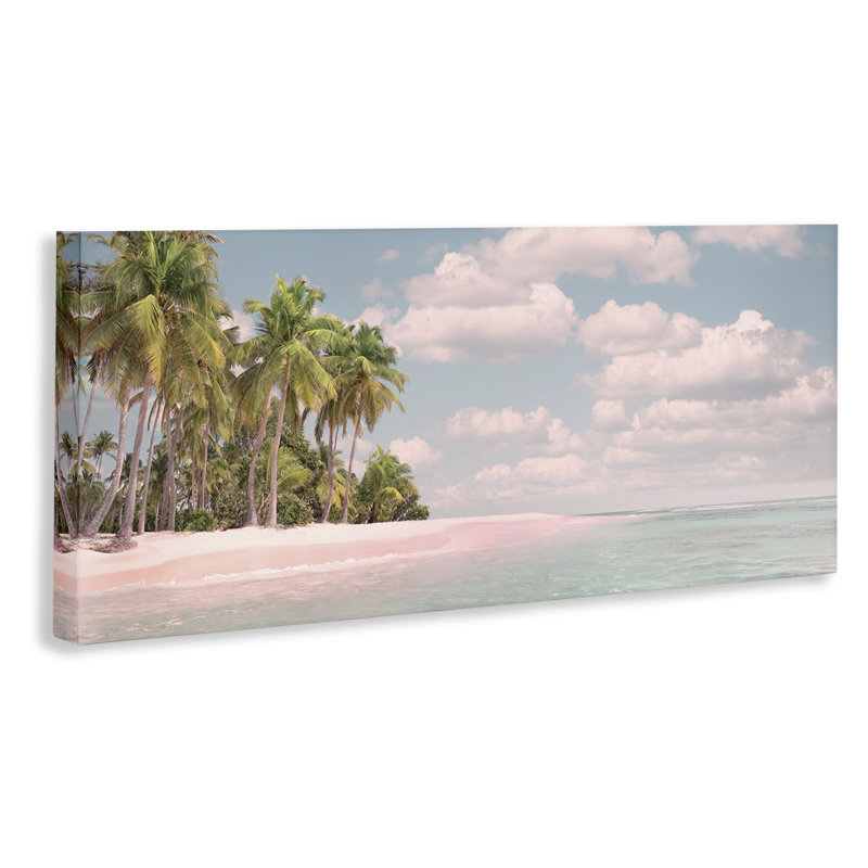 Eau claire, plage tropicale, côte, soleil, photographie blanchie, H 13 po x l 30 po