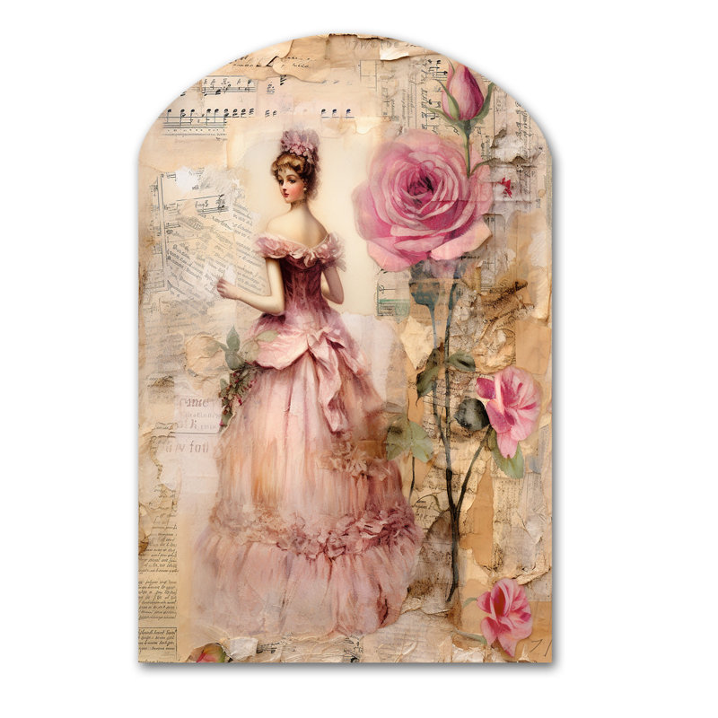 Selita - art mural asymétrique en forme d'arche de rose, H 43 po x l 33 po