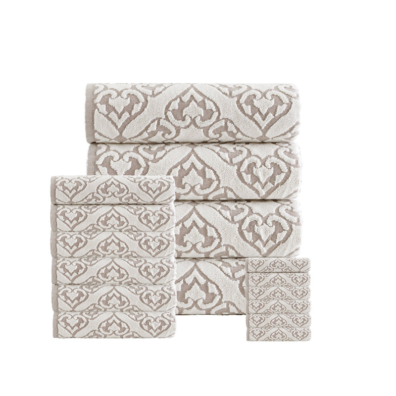 Ensemble de serviettes en coton turc 16 pièces Gonzales, Beige