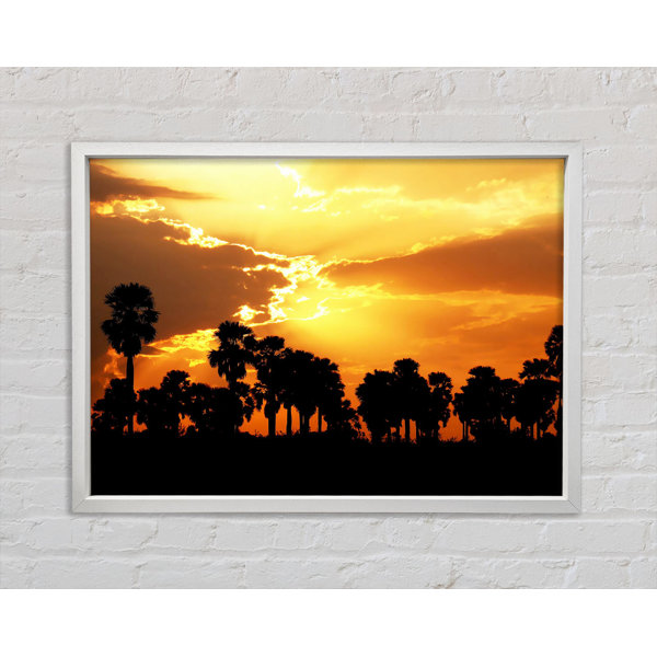 Ebern Designs Orange Sun Clouds - Single Picture Frame Print on Canvas ...