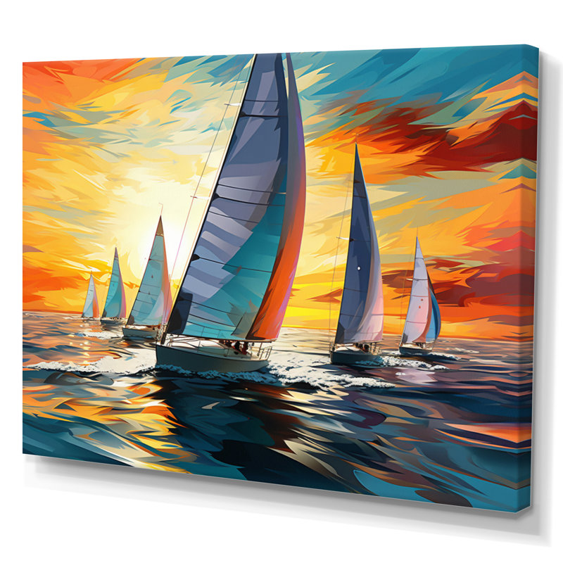 Mikaia voilier, régate audacieuse sur toile, Toile tendue, H 12 po x l 20 po x P 1 po