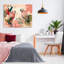 «Pink Parrots & Leaves», art mural sur toile par Fab Funky-81277785
