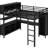 Queen Size Metal Bed With Loft Design, Wardrobe And Work Desk Versatile Storage-50488085-50488082