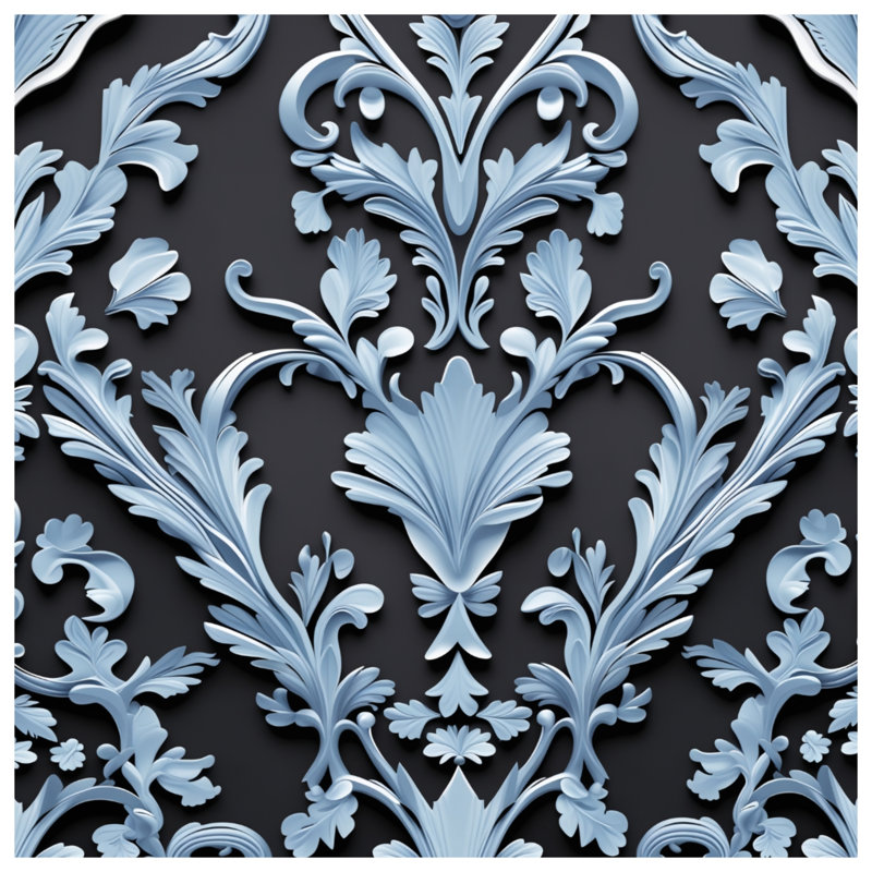 Couvertures damassées à motif floral bleu, 50in W x 60in H