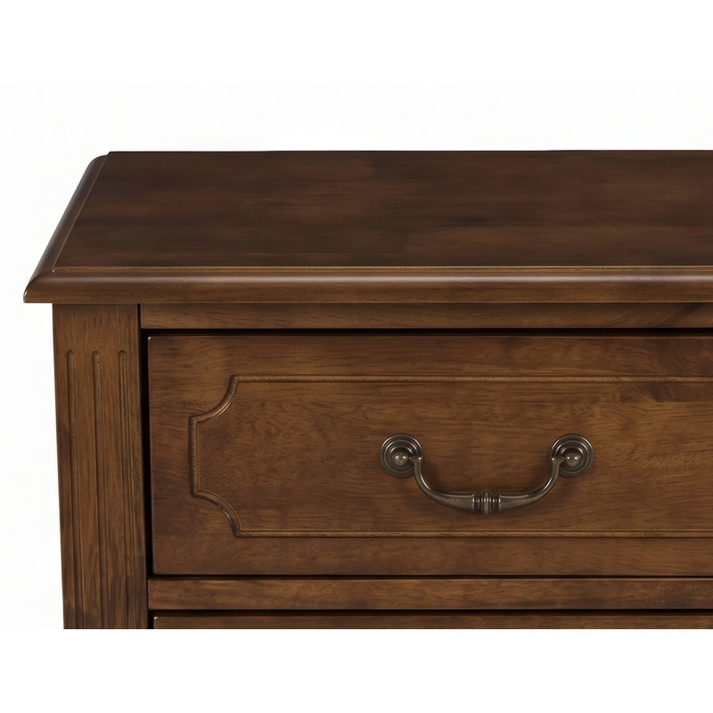 Ensemble de 2 tables de chevet cannelées, table d'appoint de 53 cm de large avec 2 tiroirs, style moderne du milieu du siècle, noyer