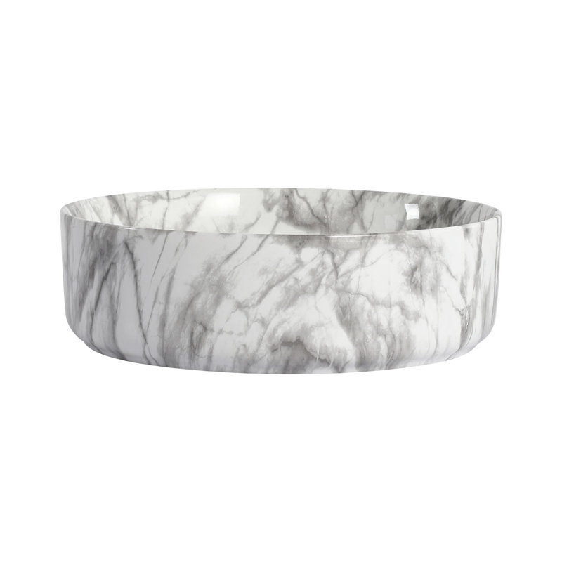 Ceramic Round Above Counter Bathroom Sink Art Basin Background With Grey Patterns, Gray