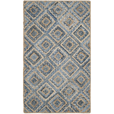 Arria Hand Woven Jute/Denim Geometric Rug in Natural/Blue