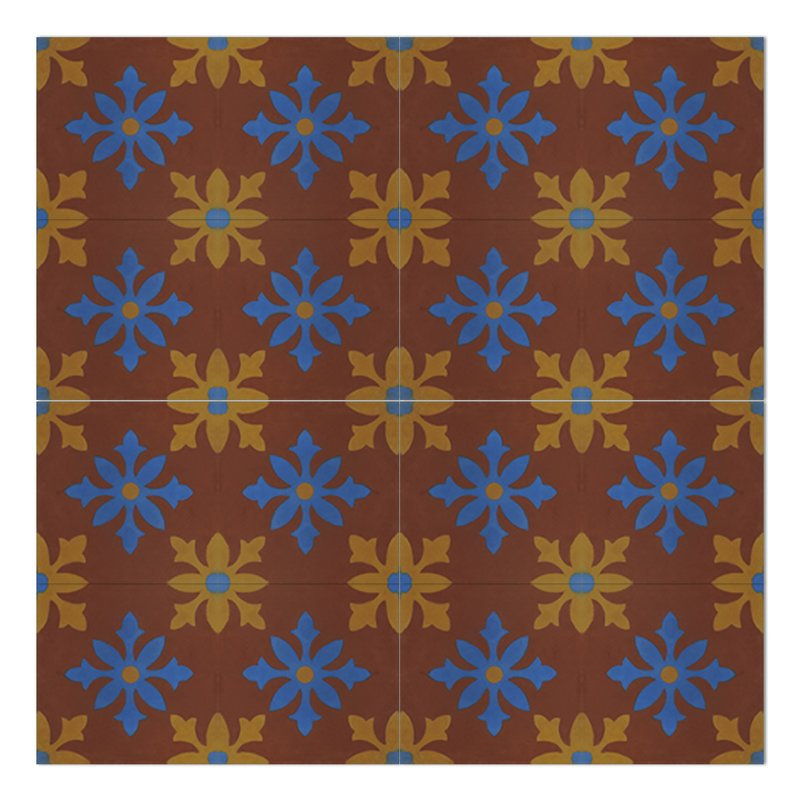 Azrou 8" x 8" Handmade Cement Tile in Multi-Color