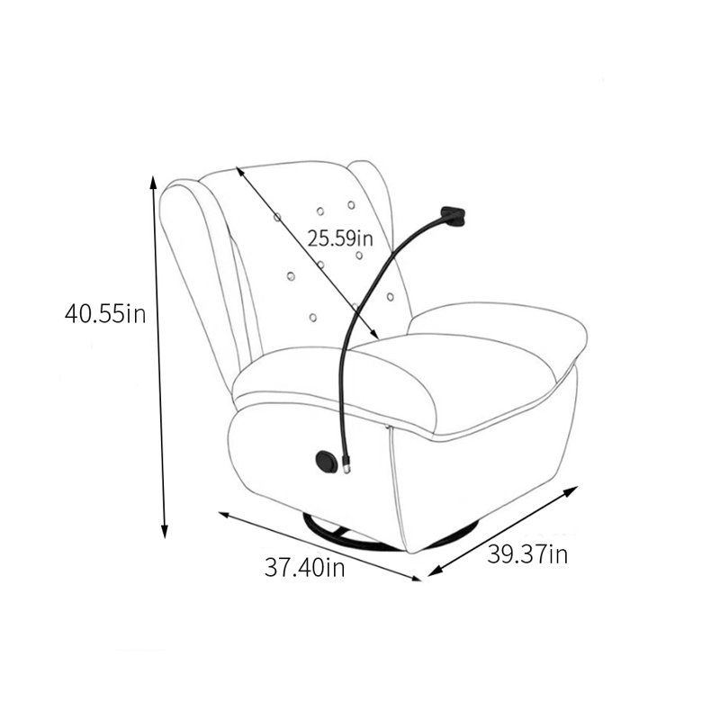 Sumairah Faux Leather Swivel Recliner, Cream