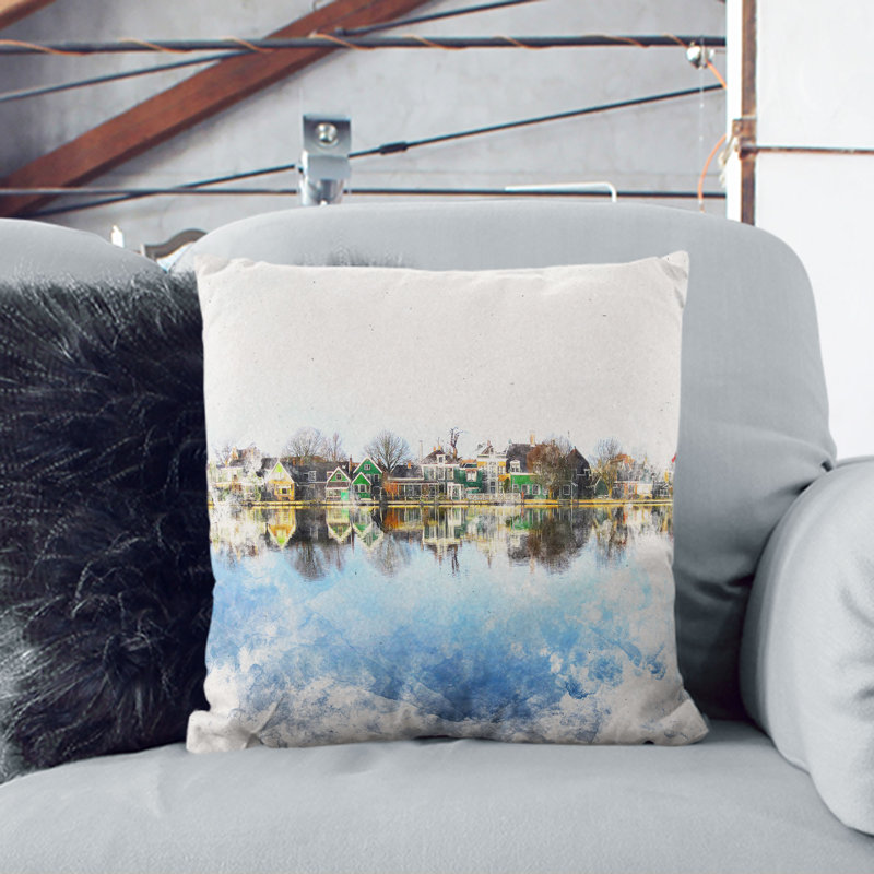 Row of Houses in the Netherlands Cushion with Filling, 40cm H x 40cm W x 15cm D