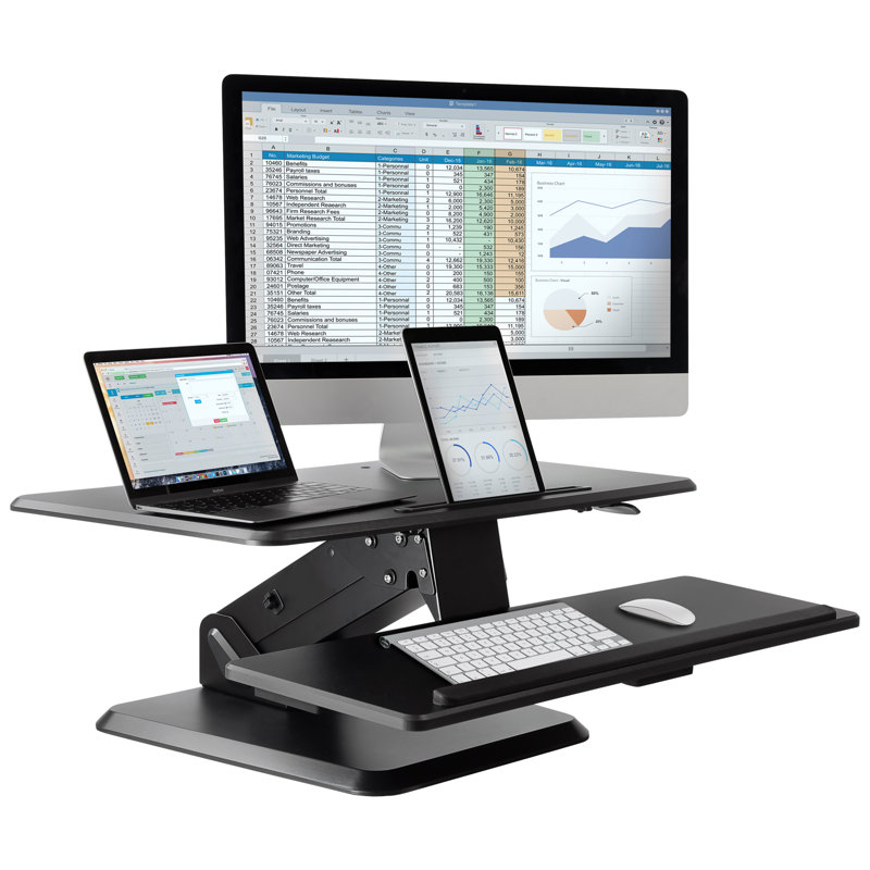 Adjustable Metal Base Standing Desk Converter