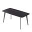 Table de salle à manger 62,99 po en pierre artificielle moderne à bord arrondi gris foncé et pieds en métal gris foncé pouvant accueillir 6 personnes (table de salle à manger seulement)-1069869937-1069869942