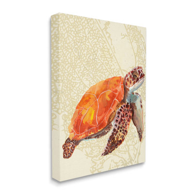 Collage botanique abstrait de tortues de mer orange par Jadei