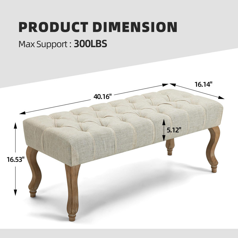 Banc rembourré Boff, Beige