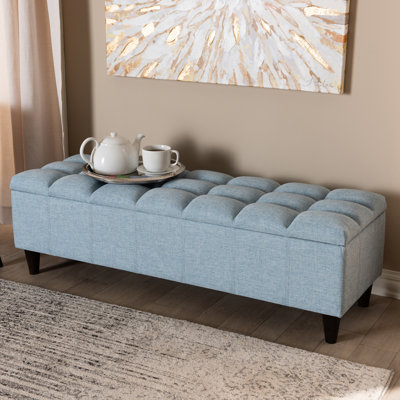 Claes Rectangle Upholstered Ottoman in Light Blue, 14.9'' H X 15.25'' D X 47.85'' W