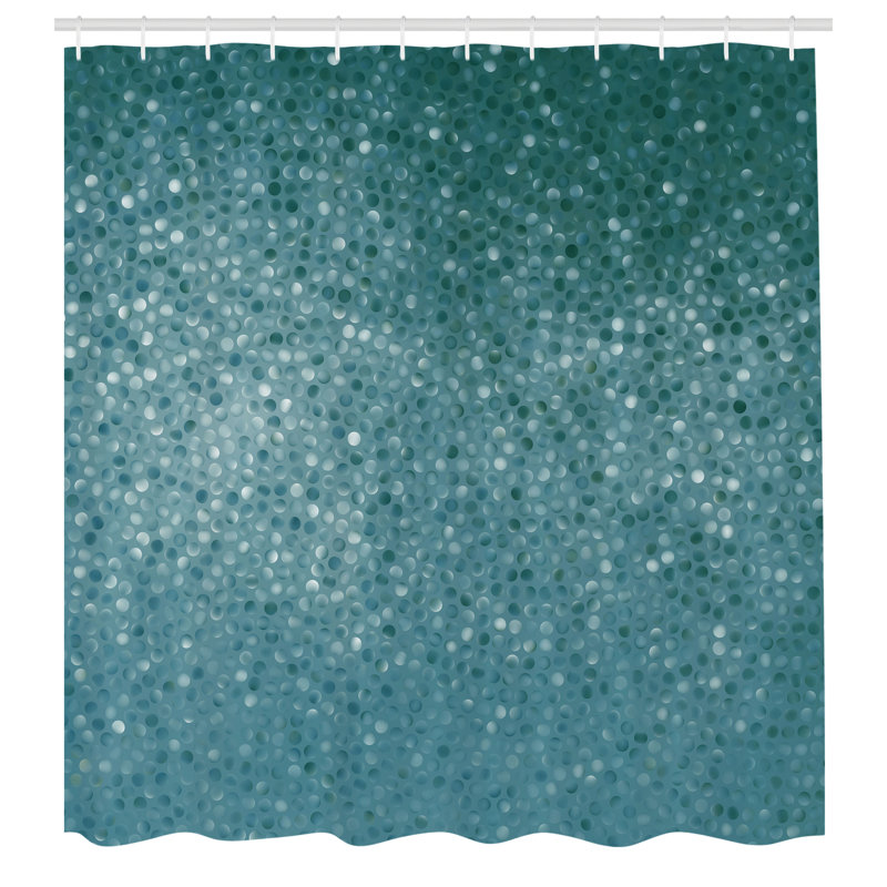 Ensemble de rideau de douche + crochets, Bleu sarcelle / Blanc, H 70 po x l 69 po