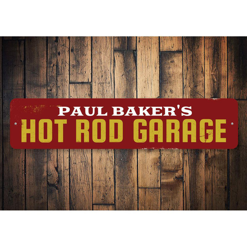 Enseigne en aluminium Hot Rod, H 4 po x l 18 po x P 0,04 po