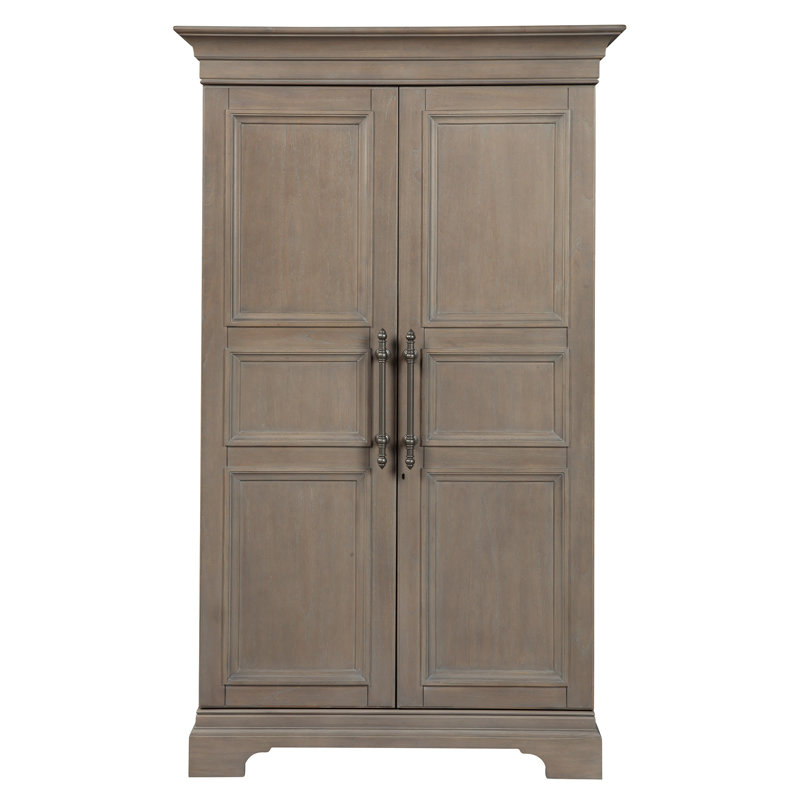 Aged Gray Distressed Wood 43'' Bar Cabinet with Drawers