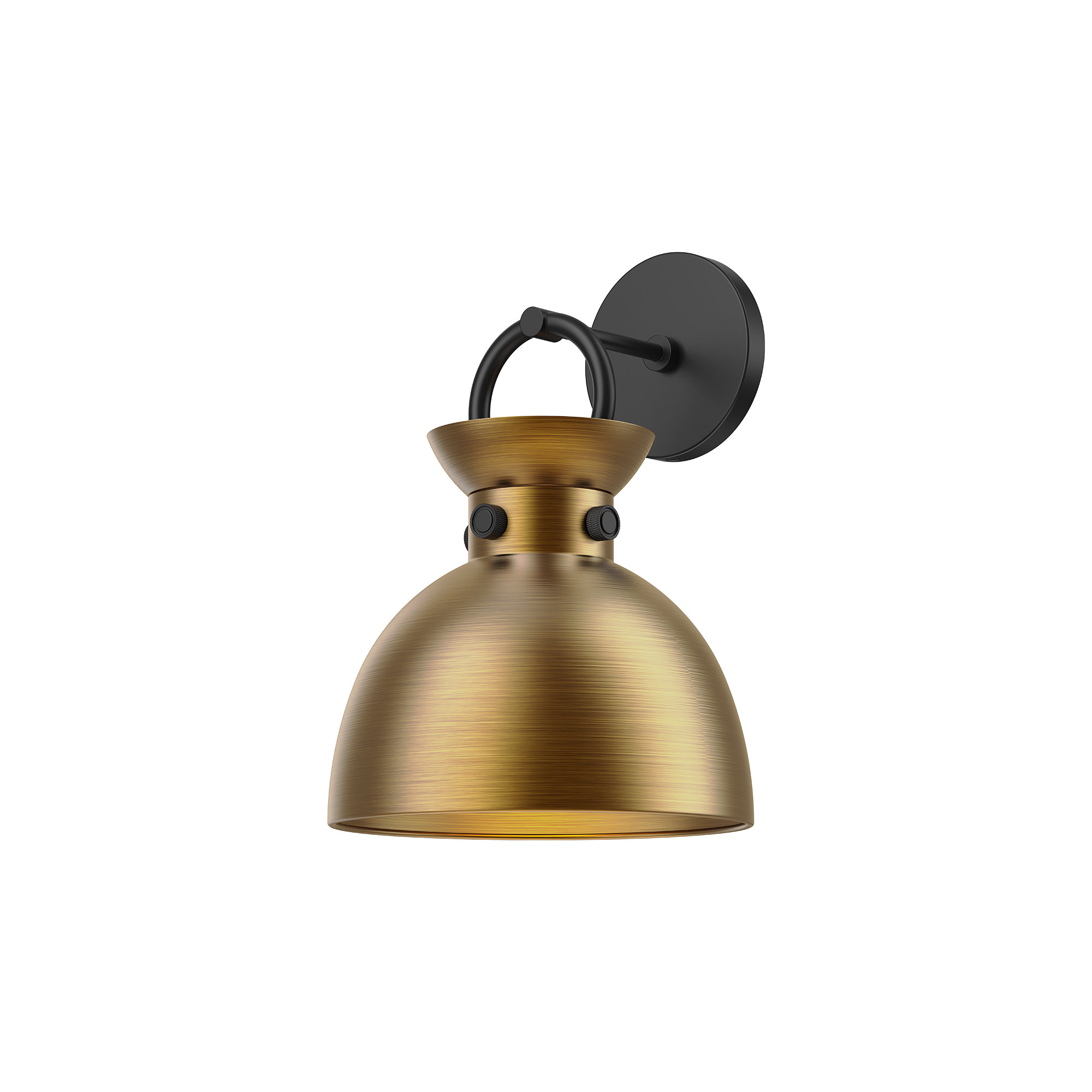 Tinka Single Light Steel Dimmable Armed Sconce, Matte Black, Aged Gold