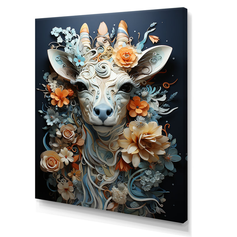 Girafe grise surré - Savane, Toile tendue, H 32 po x l 16 po x P 1 po