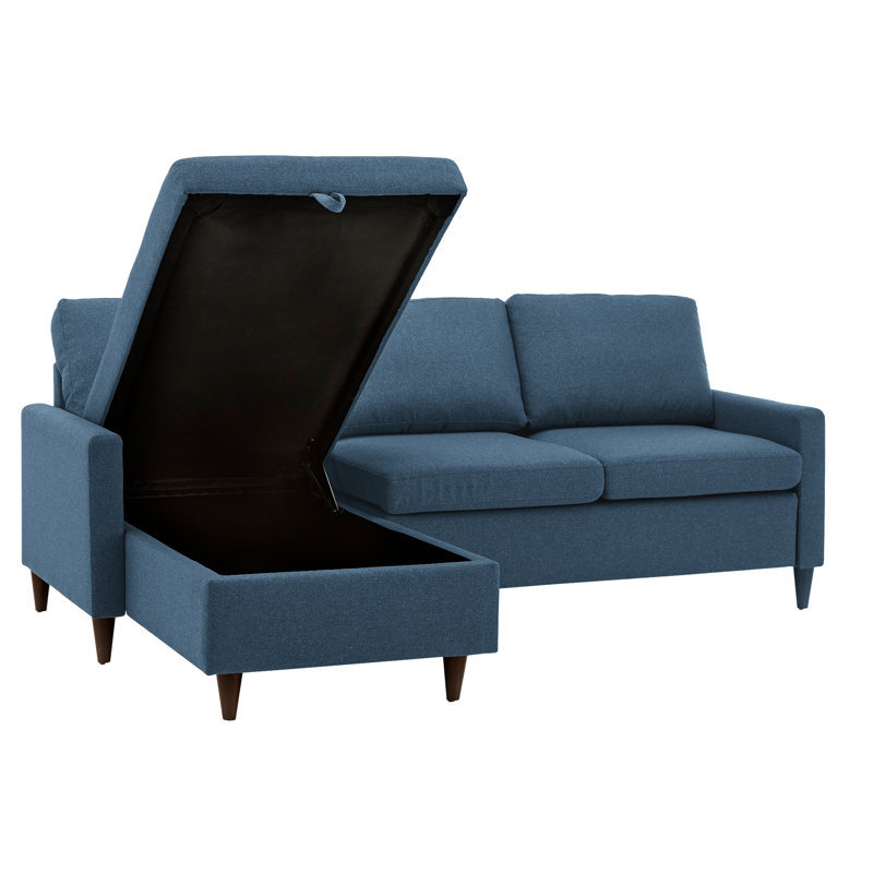 Canapé et méridienne réversible de 88 po de largeur Debrah, Mélange de polyester bleu marine