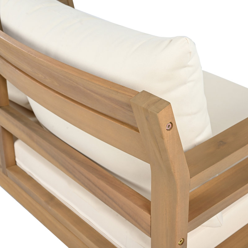 Fauteuil club d'extérieur en bois d'acacia avec coussins Fierro