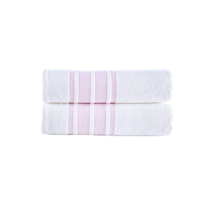Brooks Brothers Contrast Border, Pink, Bath Sheet - 1 Pack