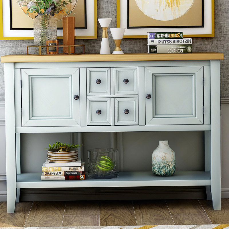 Cambridge Series Buffet Sideboard Console Table With Bottom Shelf, Lime White