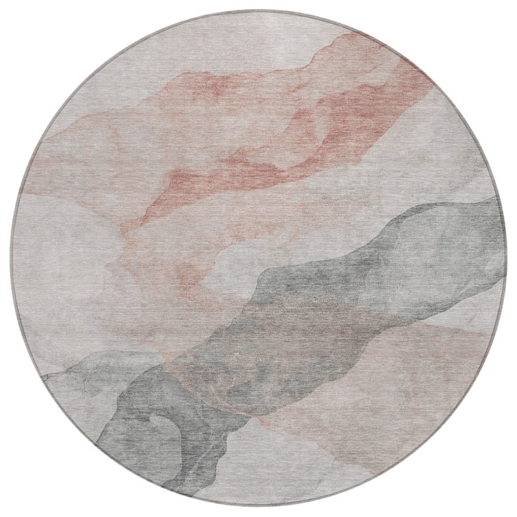 Machine Washable Indoor/Outdoor Xhevrie Salmon Rug