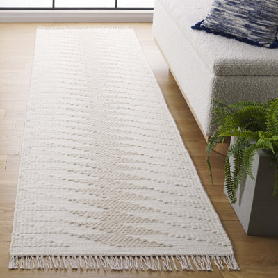 Srinath Kilim Flat Weave Wool/Cotton Geometric Rug in Ivory/Taupe