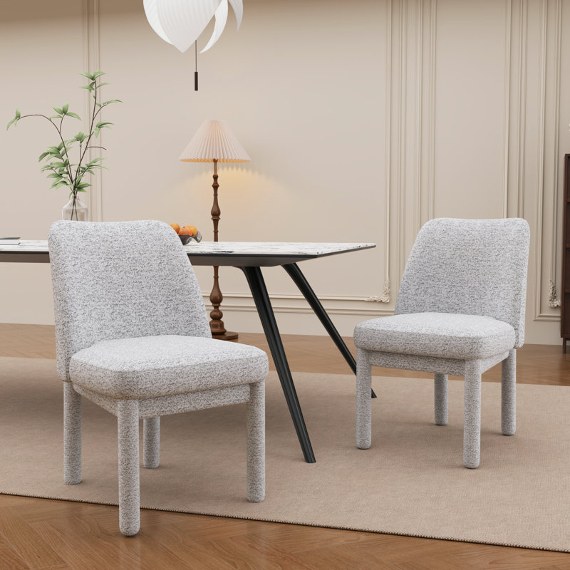 Chaise d'appoint rembourrée (ensemble de 2), Gris, Blanc