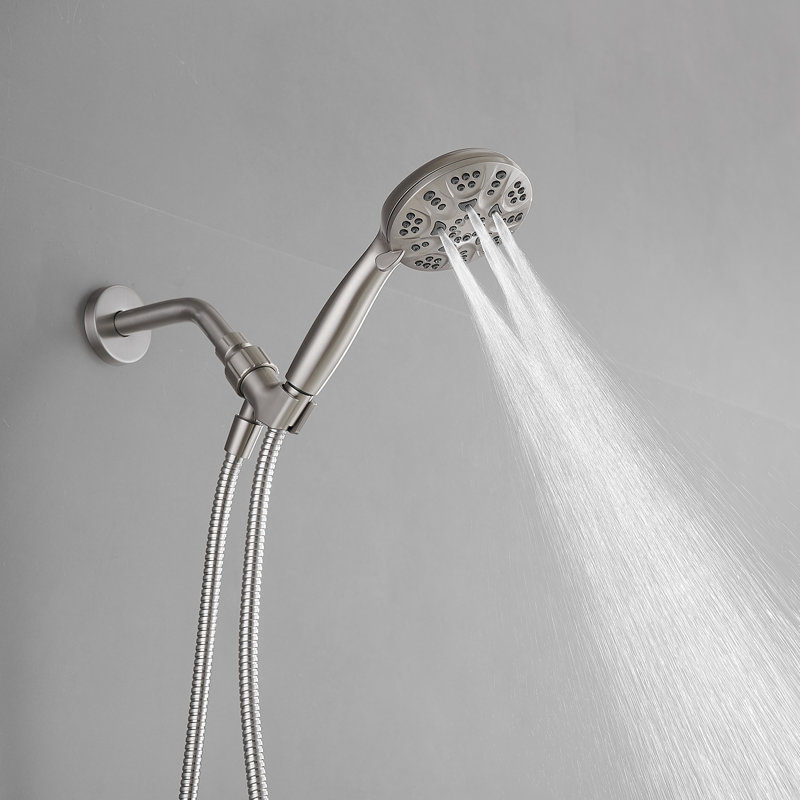 Brushed Nickel Wall Mount Handheld Shower Head with Adjustable Bracket