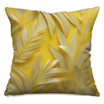 Yellow Palm Leaves Double Sided Throw Pillows