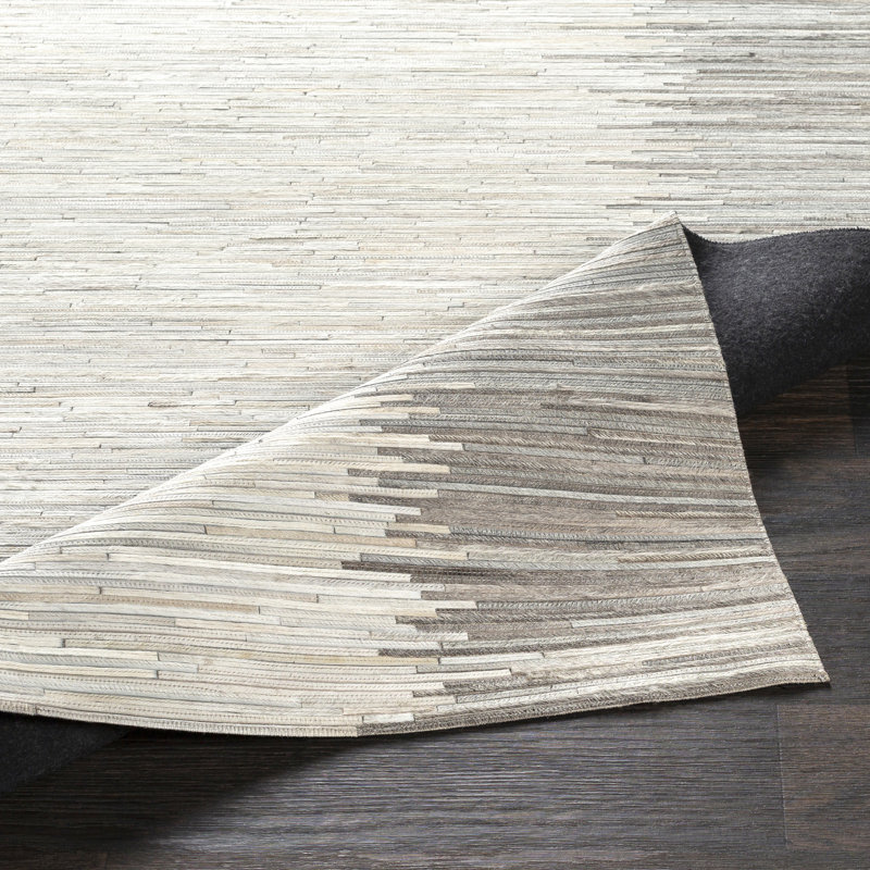 Leather Geometric Area Rug, Rectangle 5' x 8'