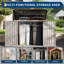 Remise de poubelle en métal 3 x 6 pi - 2 bacs de rangement extérieur avec couvercle à chaîne, poubelle pour jardin, cour arrière, patio (brun)-123407223