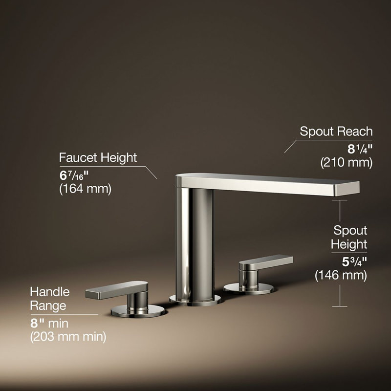 Composed Double Handle Deck Mounted Roman Tub Faucet Trim with Diverter, Vibrant Polished Nickel