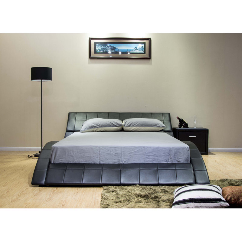 Anglo Vegan Leather Wingback Bed, Black, King