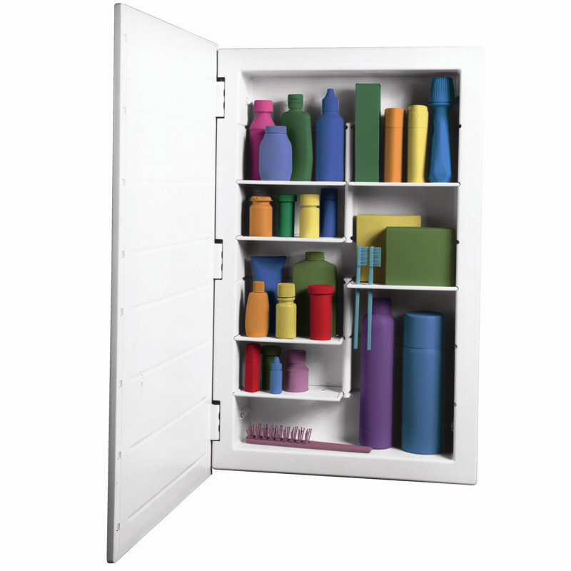Armoire à pharmacie encastrée à 1 porte et 6 tablettes réglables Lablanc, Chrome
