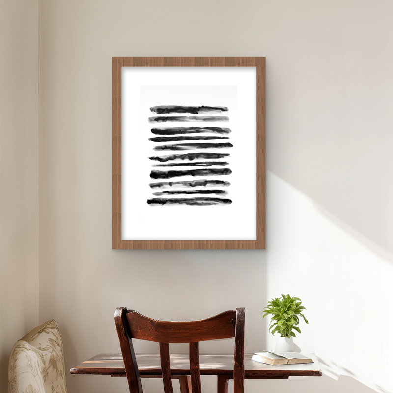 Hatching - White Abstract Framed Matted Print for Home Decor