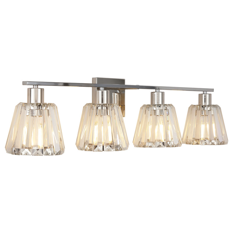 Luminaire pour meuble-lavabo inspiré de cristal Radiant, Nickel, 4 lumières