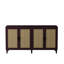 Armoire de rangement 69,4 po de couleur brune avec tablettes réglables et pieds en bois massif, idéale pour le buffet de la salle à manger avec quatre portes et un couloir de bon bureau-242205447-242205446
