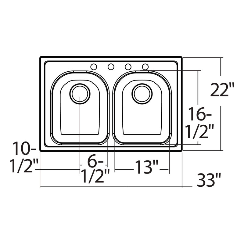 2000 Series Double Bowl Drop-In Kitchen Sink