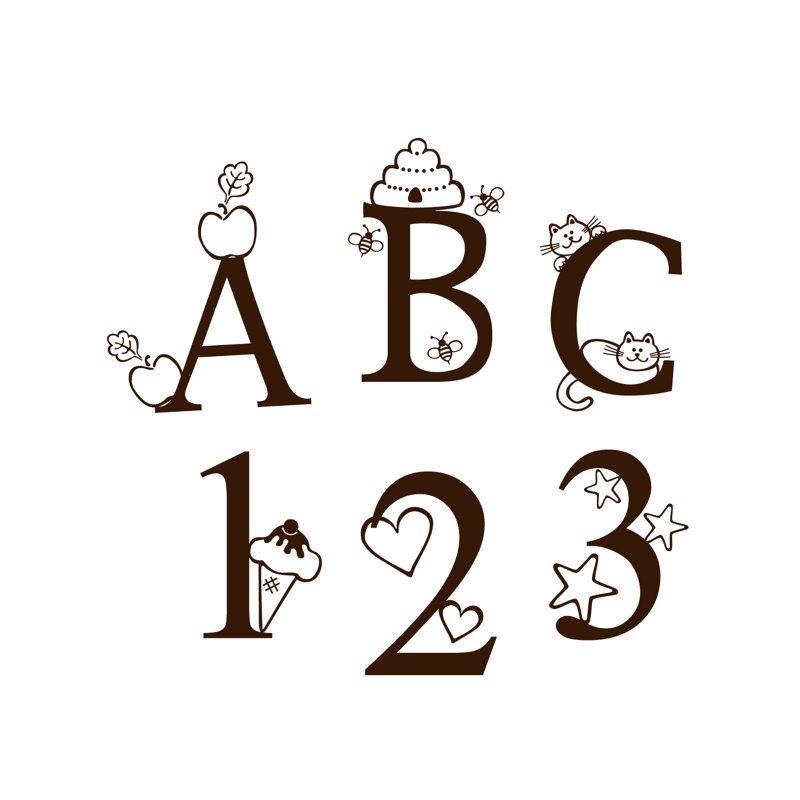 Décalcomanie murale 123-chambre d’enfant abc, Chocolat