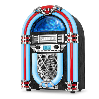 Nostalgic Wood Countertop Jukebox with Built-in Bluetooth