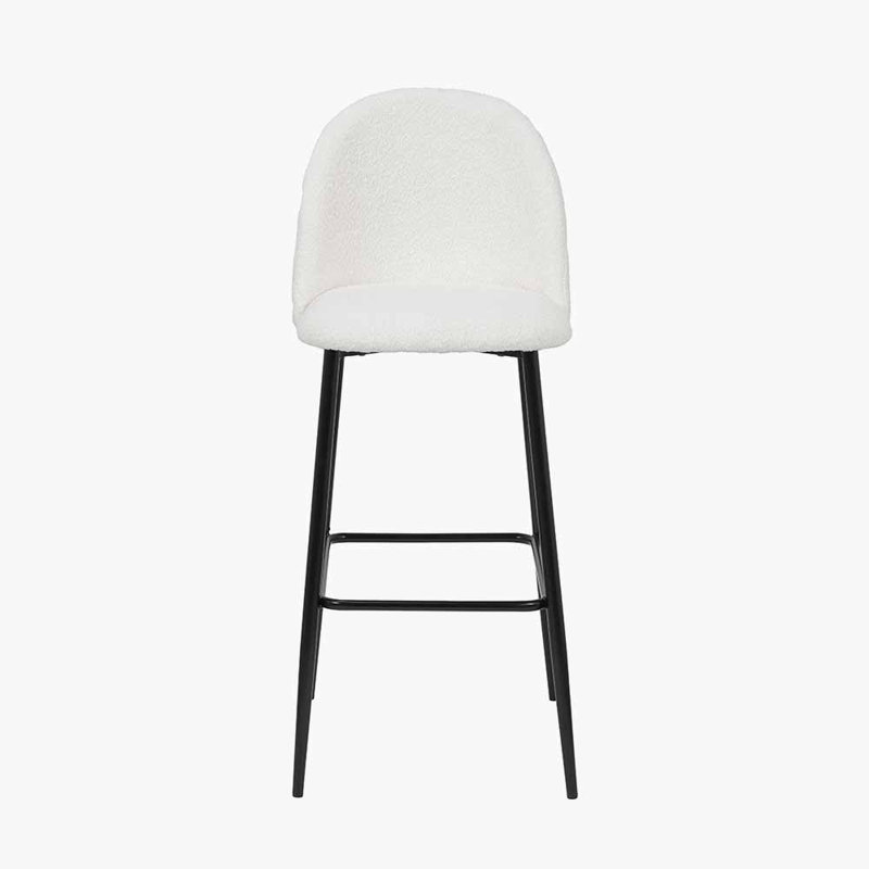 Upholstered Counter Stool with Metal Frame, White